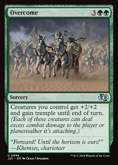 Creatures you control get +2/+2 and gain trample until end of turn. (Each of those creatures can deal excess combat damage to the player or planeswalker it's attacking.)
