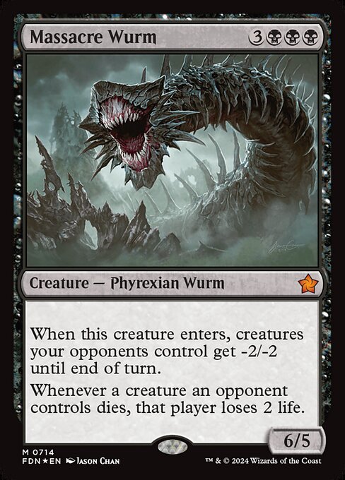 When this creature enters, creatures your opponents control get -2/-2 until end of turn.
Whenever a creature an opponent controls dies, that player loses 2 life.