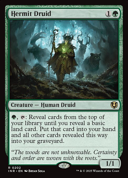 {G}, {T}: Reveal cards from the top of your library until you reveal a basic land card. Put that card into your hand and all other cards revealed this way into your graveyard.
