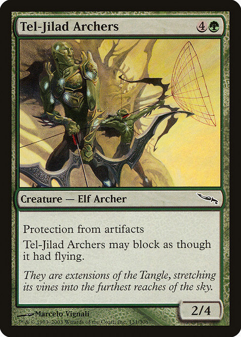Protection from artifacts; reach (This creature can block creatures with flying.)