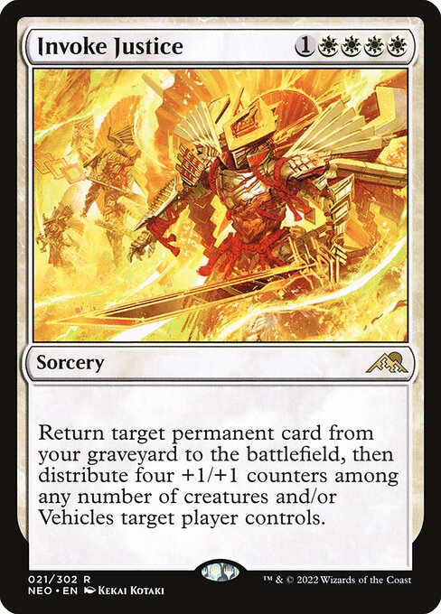 Return target permanent card from your graveyard to the battlefield, then distribute four +1/+1 counters among any number of creatures and/or Vehicles target player controls.