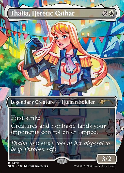 First strike
Creatures and nonbasic lands your opponents control enter tapped.
