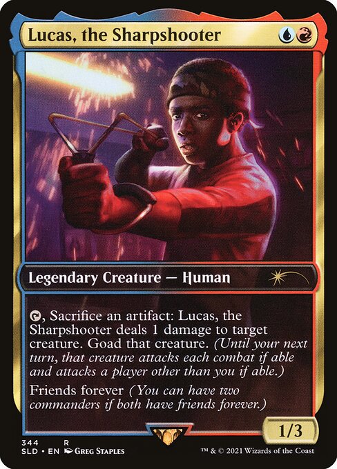 {T}, Sacrifice an artifact: Bjorna, Nightfall Alchemist deals 1 damage to target creature. Goad that creature. (Until your next turn, that creature attacks each combat if able and attacks a player other than you if able.)
Friends forever (You can have two commanders if both have friends forever.)