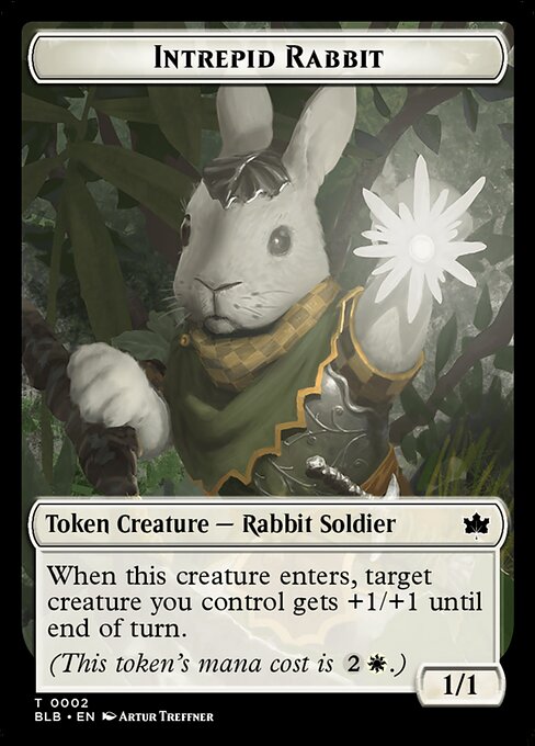 When this creature enters, target creature you control gets +1/+1 until end of turn.
(This token's mana cost is {2}{W}.)