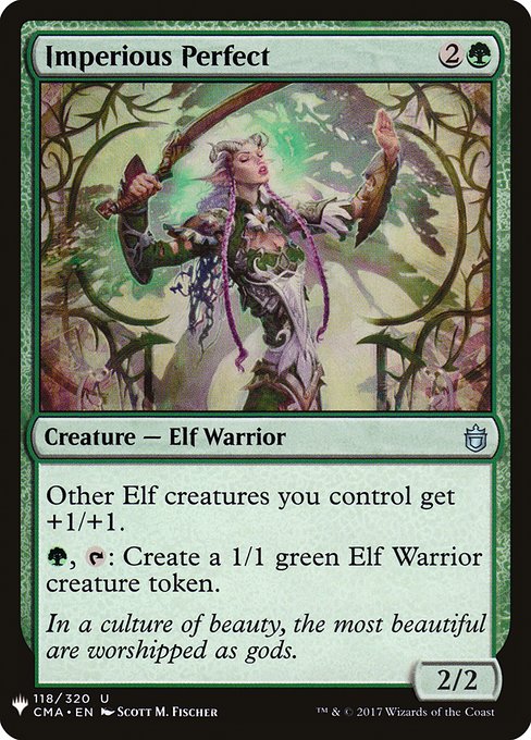 Other Elves you control get +1/+1.
{G}, {T}: Create a 1/1 green Elf Warrior creature token.