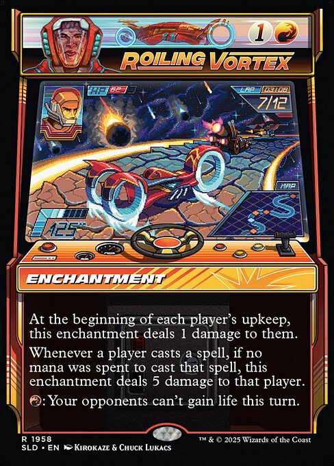 At the beginning of each player's upkeep, this enchantment deals 1 damage to them.
Whenever a player casts a spell, if no mana was spent to cast that spell, this enchantment deals 5 damage to that player.
{R}: Your opponents can't gain life this turn.