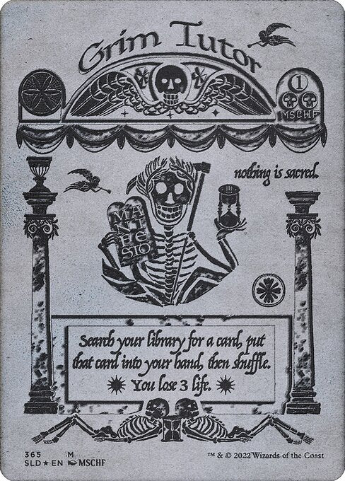 Search your library for a card, put that card into your hand, then shuffle. You lose 3 life.