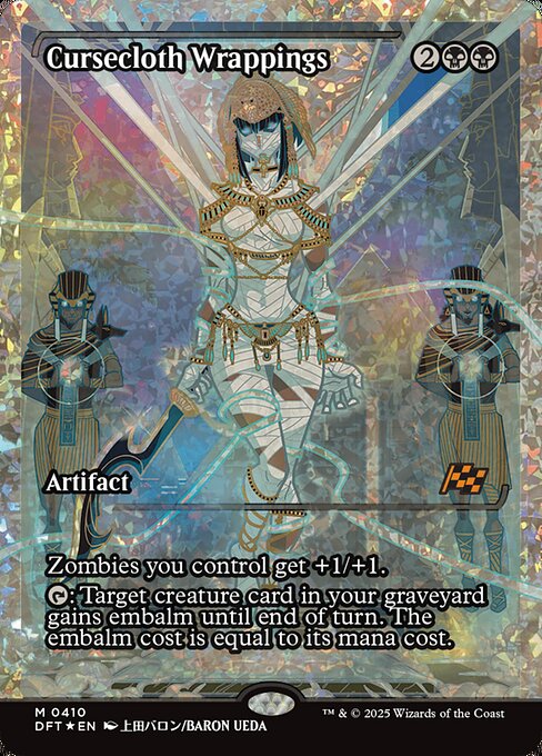 Zombies you control get +1/+1.
{T}: Target creature card in your graveyard gains embalm until end of turn. The embalm cost is equal to its mana cost. (Exile that card and pay its embalm cost: Create a token that's a copy of it, except it's a white Zombie in addition to its other types and has no mana cost. Embalm only as a sorcery.)