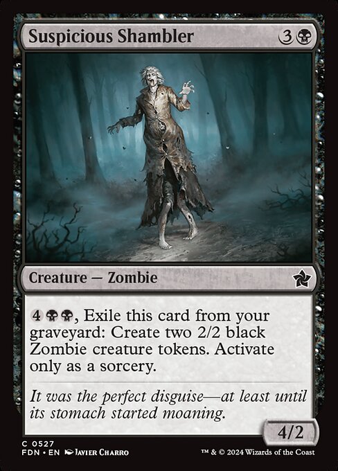 {4}{B}{B}, Exile this card from your graveyard: Create two 2/2 black Zombie creature tokens. Activate only as a sorcery.