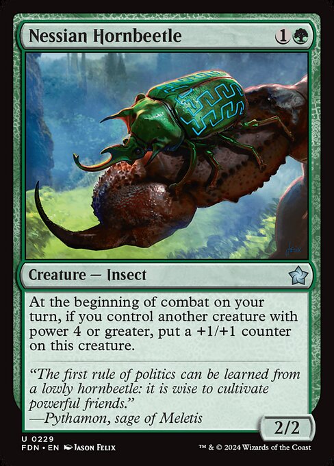 At the beginning of combat on your turn, if you control another creature with power 4 or greater, put a +1/+1 counter on this creature.