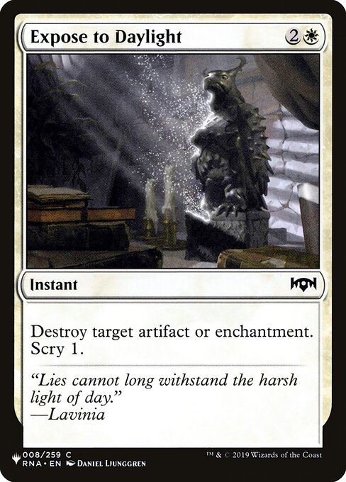 Destroy target artifact or enchantment. Scry 1.