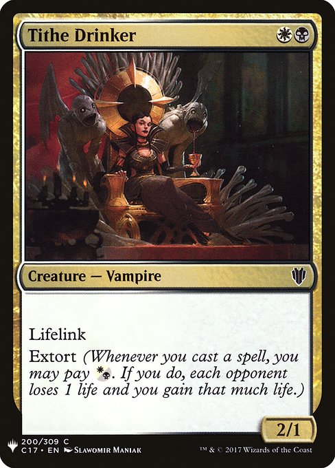 Lifelink (Damage dealt by this creature also causes you to gain that much life.)
Extort (Whenever you cast a spell, you may pay {W/B}. If you do, each opponent loses 1 life and you gain that much life.)
