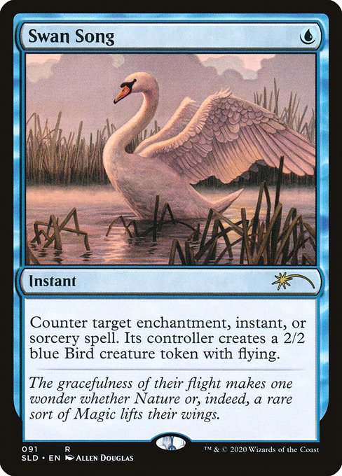 Counter target enchantment, instant, or sorcery spell. Its controller creates a 2/2 blue Bird creature token with flying.