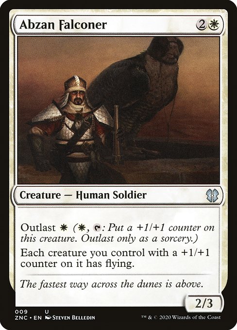 Outlast {W} ({W}, {T}: Put a +1/+1 counter on this creature. Outlast only as a sorcery.)
Each creature you control with a +1/+1 counter on it has flying.