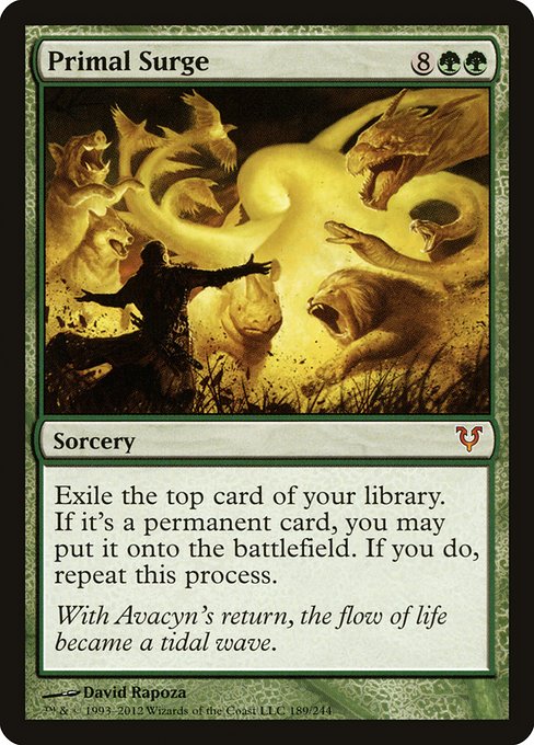 Exile the top card of your library. If it's a permanent card, you may put it onto the battlefield. If you do, repeat this process.
