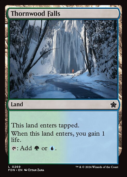 This land enters tapped.
When this land enters, you gain 1 life.
{T}: Add {G} or {U}.