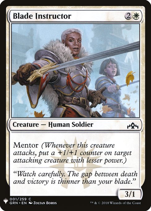 Mentor (Whenever this creature attacks, put a +1/+1 counter on target attacking creature with lesser power.)