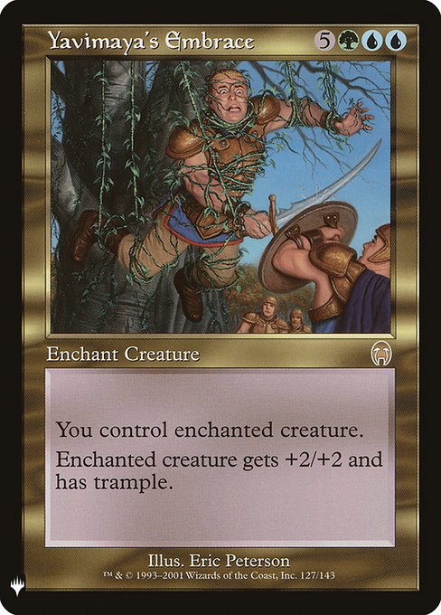 Enchant creature
You control enchanted creature.
Enchanted creature gets +2/+2 and has trample.