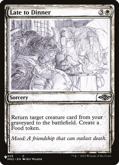 Return target creature card from your graveyard to the battlefield. Create a Food token. (It's an artifact with "{2}, {T}, Sacrifice this artifact: You gain 3 life.")
