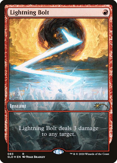 Lightning Bolt deals 3 damage to any target.
