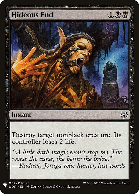 Destroy target nonblack creature. Its controller loses 2 life.
