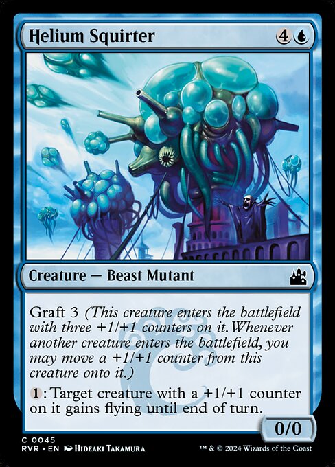 Graft 3 (This creature enters with three +1/+1 counters on it. Whenever another creature enters, you may move a +1/+1 counter from this creature onto it.)
{1}: Target creature with a +1/+1 counter on it gains flying until end of turn.