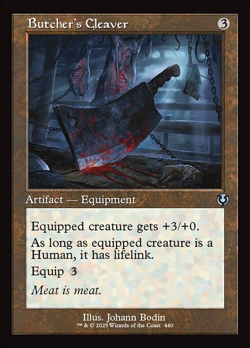 Equipped creature gets +3/+0.
As long as equipped creature is a Human, it has lifelink.
Equip {3}