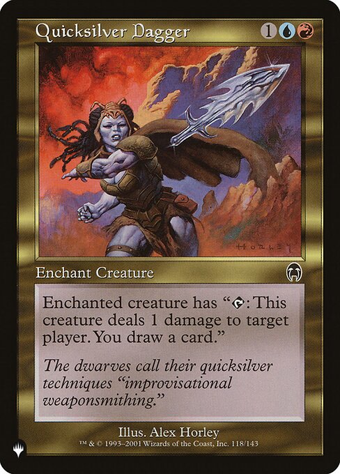 Enchant creature
Enchanted creature has "{T}: This creature deals 1 damage to target player or planeswalker. You draw a card."