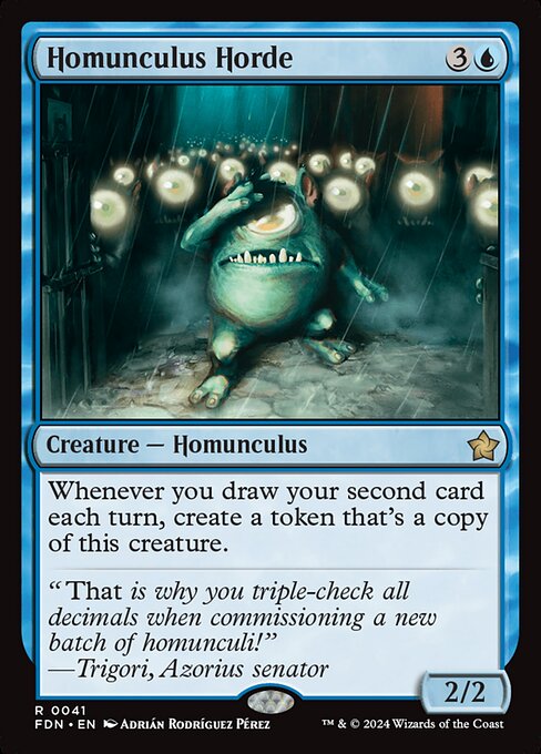 Whenever you draw your second card each turn, create a token that's a copy of this creature.