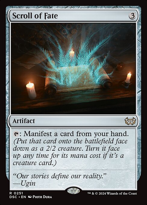 {T}: Manifest a card from your hand. (Put that card onto the battlefield face down as a 2/2 creature. Turn it face up any time for its mana cost if it's a creature card.)