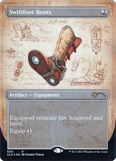 Equipped creature has hexproof and haste. (It can't be the target of spells or abilities your opponents control.)
Equip {1}