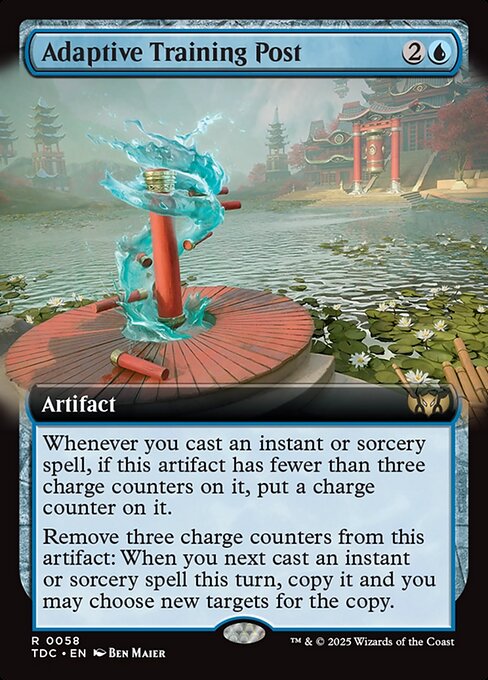 Whenever you cast an instant or sorcery spell, if this artifact has fewer than three charge counters on it, put a charge counter on it.
Remove three charge counters from this artifact: When you next cast an instant or sorcery spell this turn, copy it and you may choose new targets for the copy.