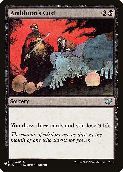 You draw three cards and you lose 3 life.