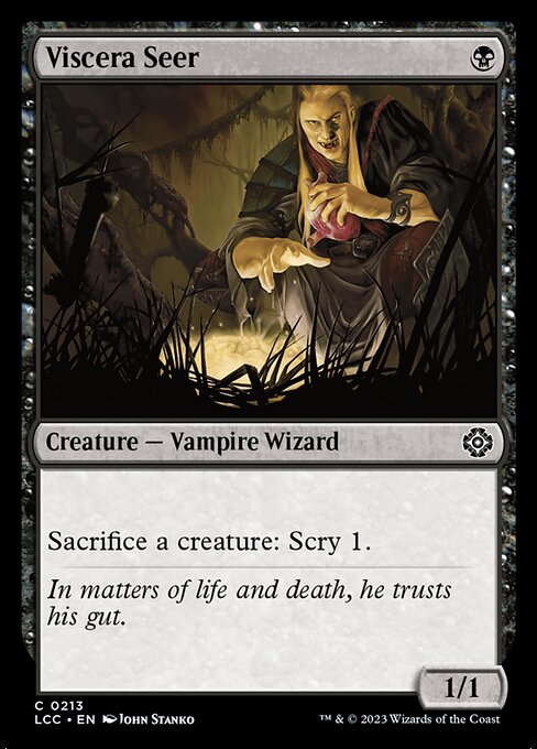 Sacrifice a creature: Scry 1. (Look at the top card of your library. You may put that card on the bottom.)