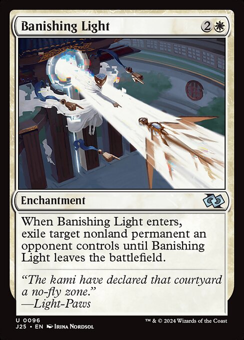 When this enchantment enters, exile target nonland permanent an opponent controls until this enchantment leaves the battlefield.