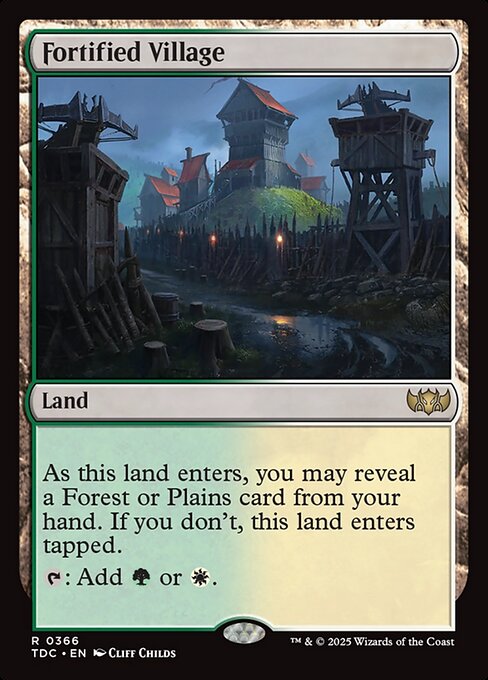 As this land enters, you may reveal a Forest or Plains card from your hand. If you don't, this land enters tapped.
{T}: Add {G} or {W}.