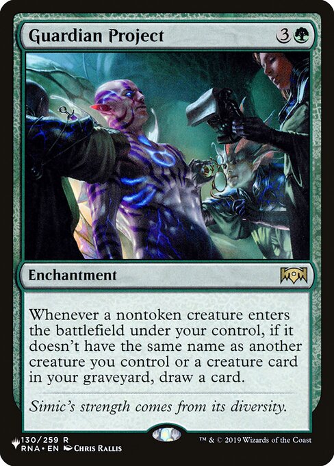 Whenever a nontoken creature you control enters, if it doesn't have the same name as another creature you control or a creature card in your graveyard, draw a card.