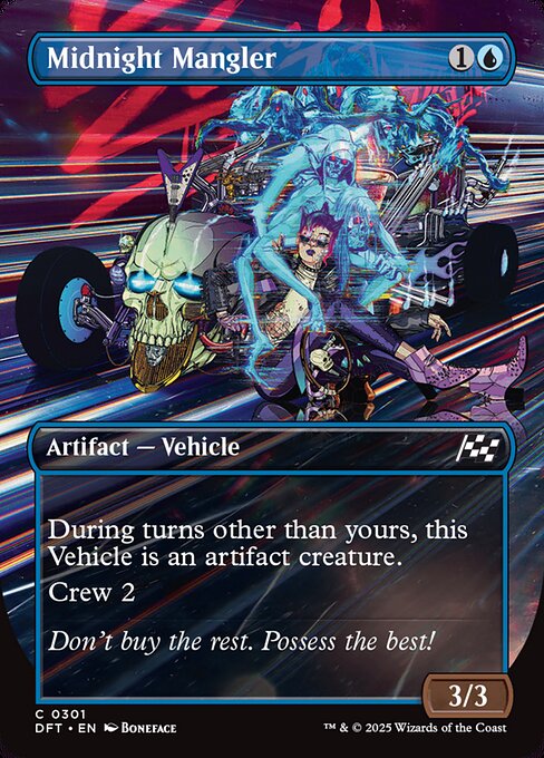 During turns other than yours, this Vehicle is an artifact creature.
Crew 2 (Tap any number of creatures you control with total power 2 or more: This Vehicle becomes an artifact creature until end of turn.)