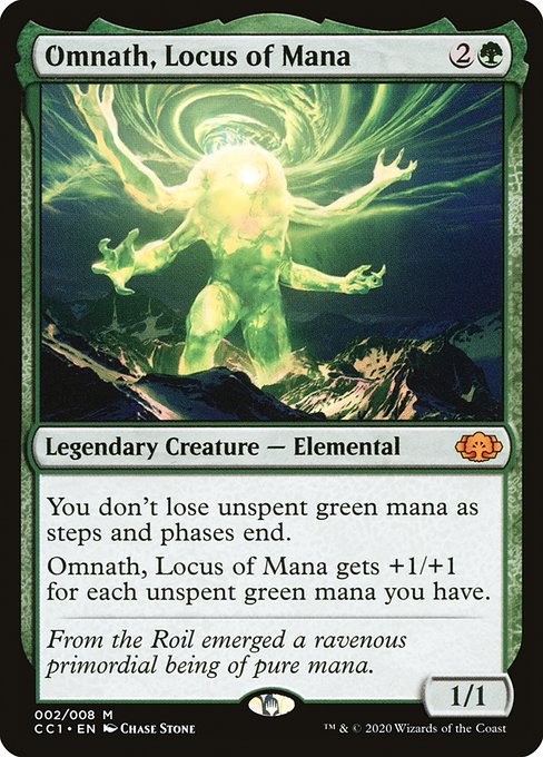 You don't lose unspent green mana as steps and phases end.
Omnath, Locus of Mana gets +1/+1 for each unspent green mana you have.