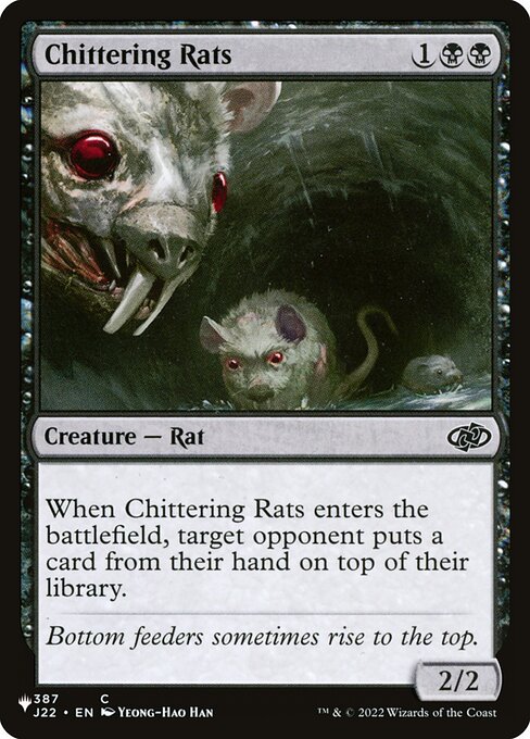 When Chittering Rats enters, target opponent puts a card from their hand on top of their library.