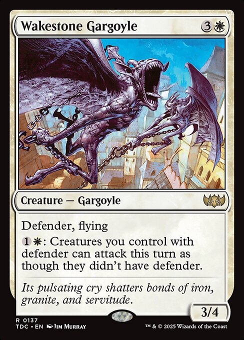 Defender, flying
{1}{W}: Creatures you control with defender can attack this turn as though they didn't have defender.