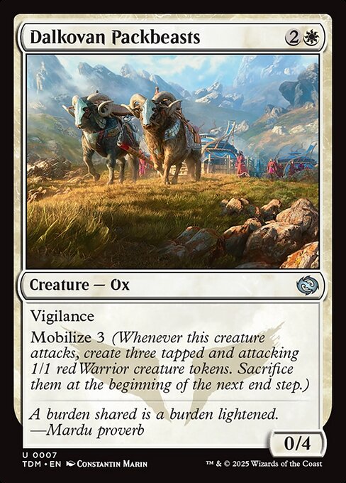 Vigilance
Mobilize 3 (Whenever this creature attacks, create three tapped and attacking 1/1 red Warrior creature tokens. Sacrifice them at the beginning of the next end step.)