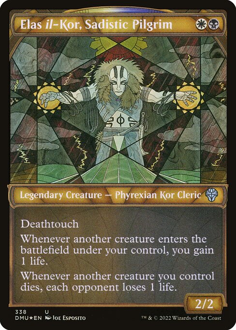 Deathtouch
Whenever another creature enters the battlefield under your control, you gain 1 life.
Whenever another creature you control dies, each opponent loses 1 life.