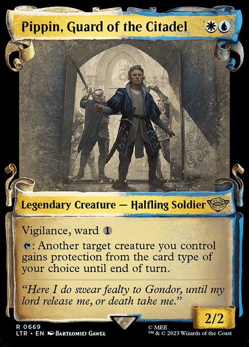 Vigilance, ward {1}
{T}: Another target creature you control gains protection from the card type of your choice until end of turn. (It can't be blocked, targeted, dealt damage, enchanted, or equipped by anything of that type.)