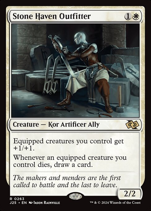 Equipped creatures you control get +1/+1.
Whenever an equipped creature you control dies, draw a card.