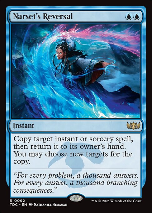 Copy target instant or sorcery spell, then return it to its owner's hand. You may choose new targets for the copy.