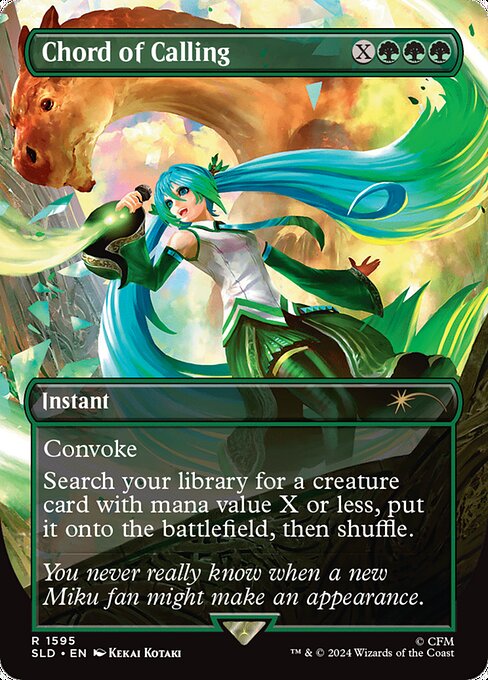 Convoke (Your creatures can help cast this spell. Each creature you tap while casting this spell pays for {1} or one mana of that creature's color.)
Search your library for a creature card with mana value X or less, put it onto the battlefield, then shuffle.