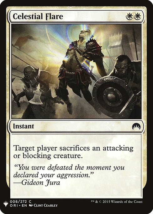Target player sacrifices an attacking or blocking creature.
