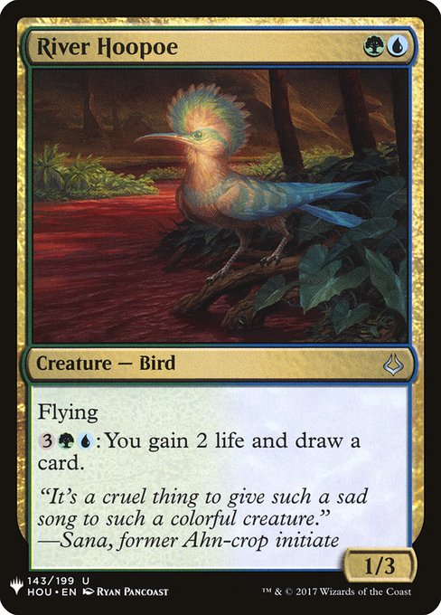 Flying
{3}{G}{U}: You gain 2 life and draw a card.