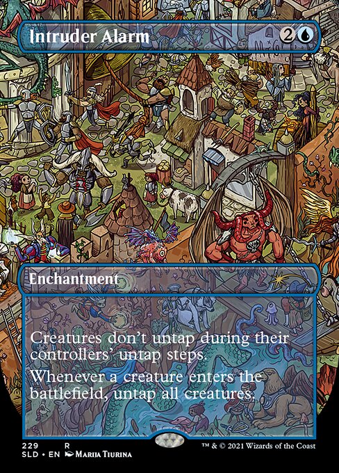 Creatures don't untap during their controllers' untap steps.
Whenever a creature enters the battlefield, untap all creatures.